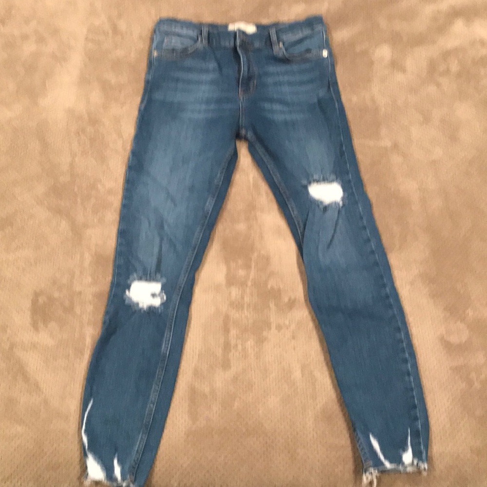 Free People Distressed Blue Jeans